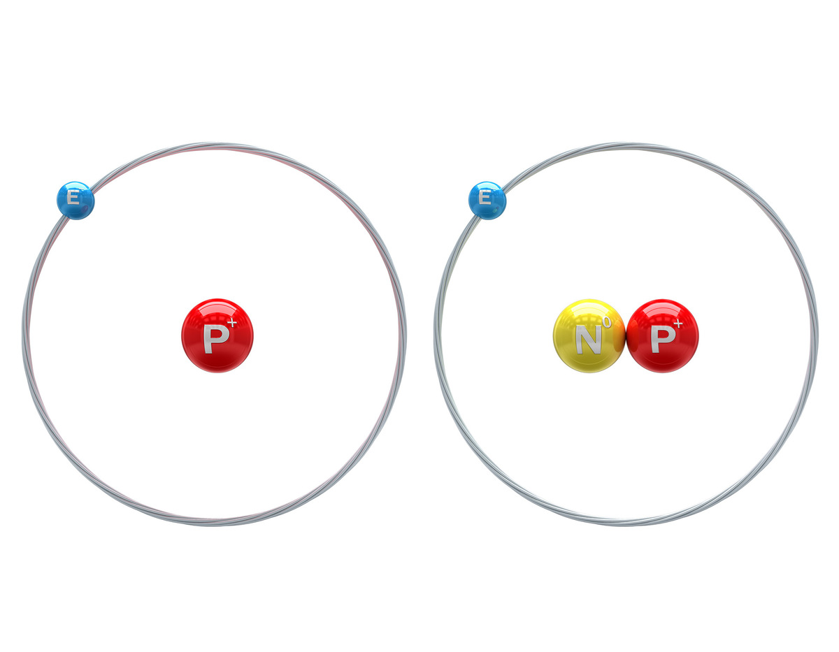 SD-809 enthält Deuterium (rechts) anstelle von normalen Wasserstoff (links). Deuterium ist schwerer, weil es ein zusätzliches Neutron hat, hier gelb dargestellt. Als ein Ergebnis daraus wird das Medikament langsamer aus dem Körper entfernt.  